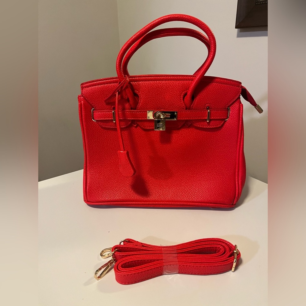 WISH faux leather red Hermès-style bag